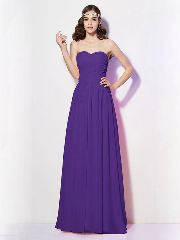 Gorgeous Sweetheart Sleeveless Long Pleats Chiffon Bridesmaid Dresses - Image 23