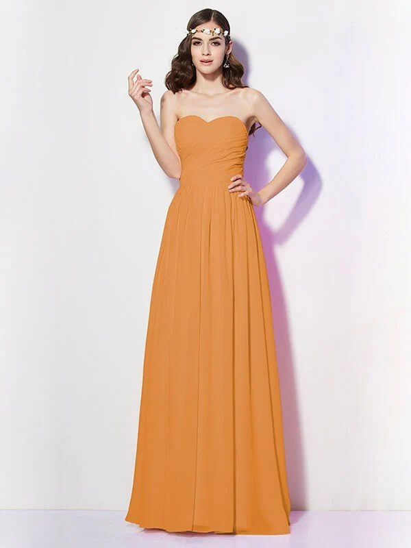 Gorgeous Sweetheart Sleeveless Long Pleats Chiffon Bridesmaid Dresses - Image 24