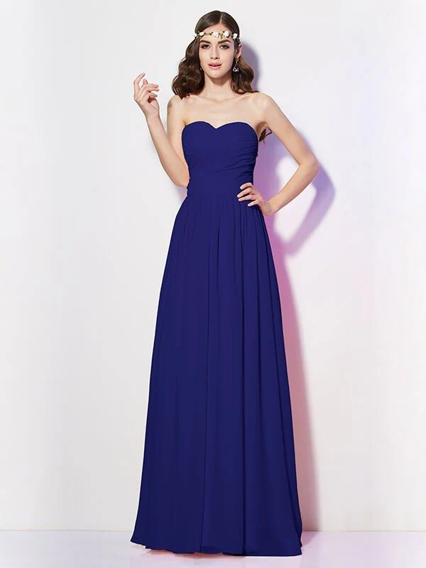 Gorgeous Sweetheart Sleeveless Long Pleats Chiffon Bridesmaid Dresses - Image 26
