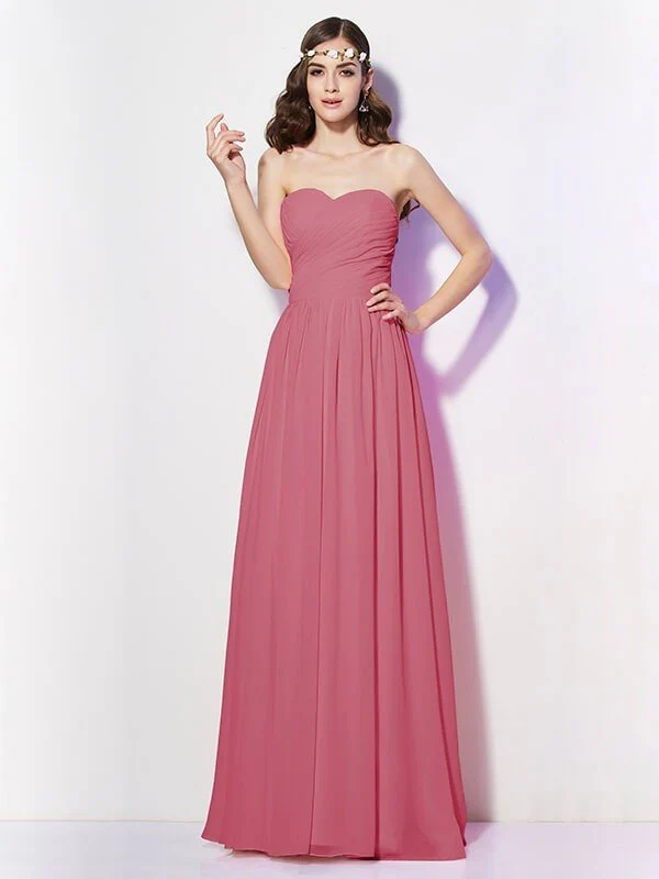 Gorgeous Sweetheart Sleeveless Long Pleats Chiffon Bridesmaid Dresses - Image 27