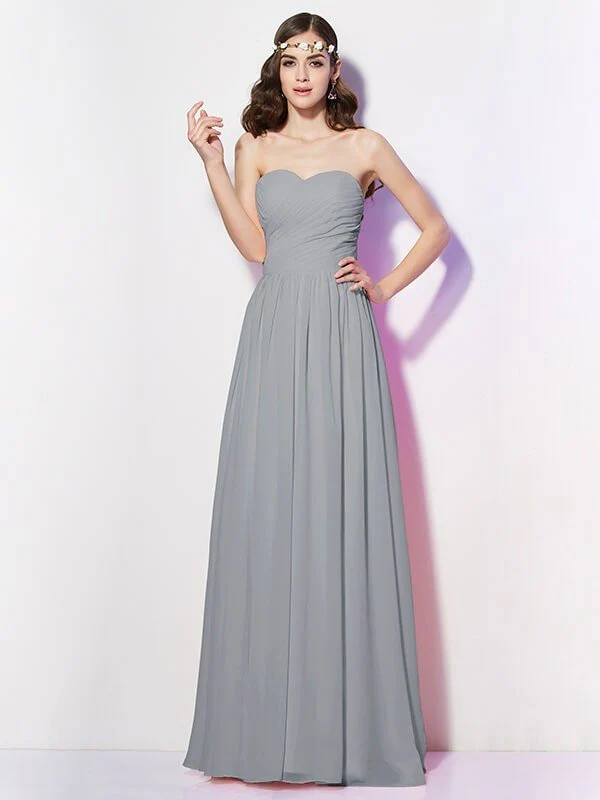 Gorgeous Sweetheart Sleeveless Long Pleats Chiffon Bridesmaid Dresses - Image 28