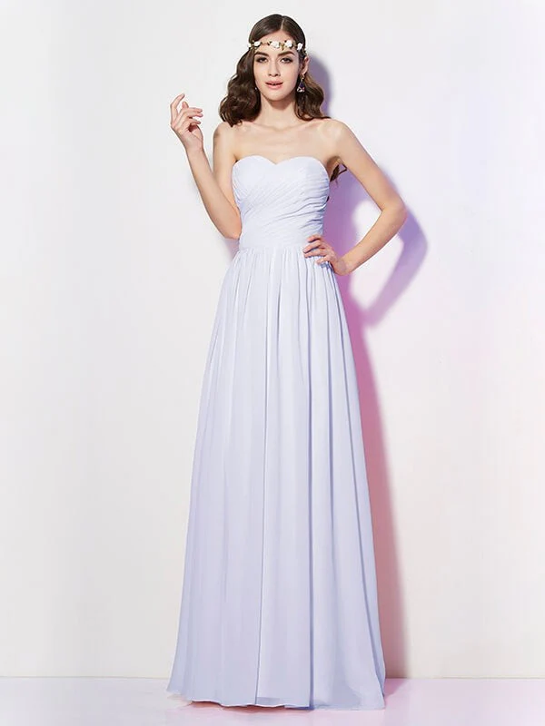 Gorgeous Sweetheart Sleeveless Long Pleats Chiffon Bridesmaid Dresses - Image 29