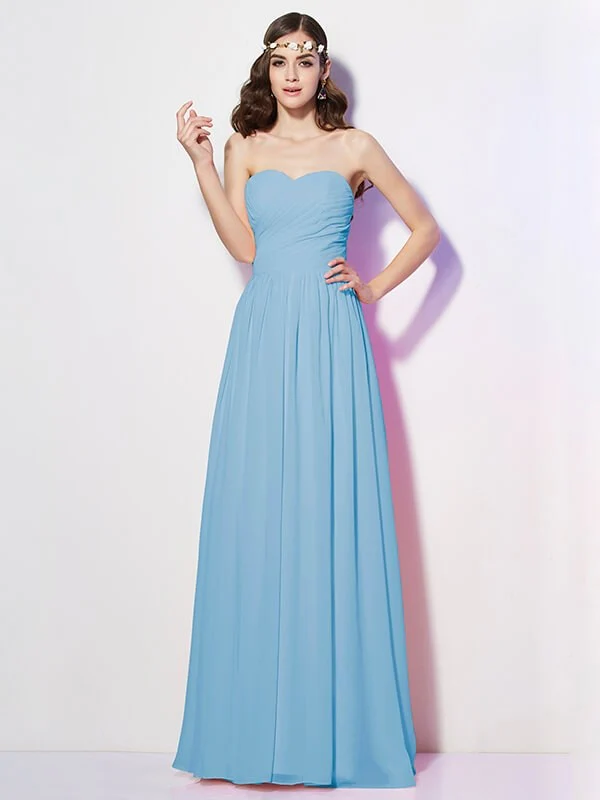Gorgeous Sweetheart Sleeveless Long Pleats Chiffon Bridesmaid Dresses - Image 3