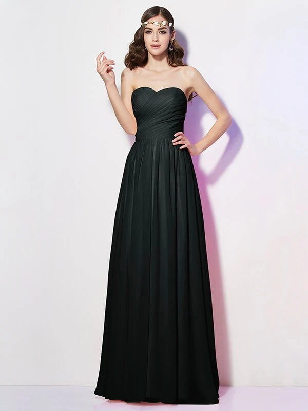 Gorgeous Sweetheart Sleeveless Long Pleats Chiffon Bridesmaid Dresses - Image 4