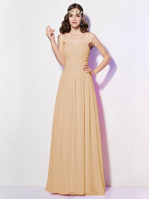 Gorgeous Sweetheart Sleeveless Long Pleats Chiffon Bridesmaid Dresses - Image 5