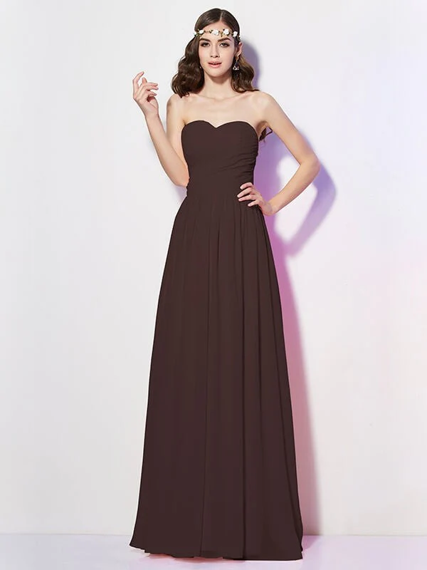 Gorgeous Sweetheart Sleeveless Long Pleats Chiffon Bridesmaid Dresses - Image 6