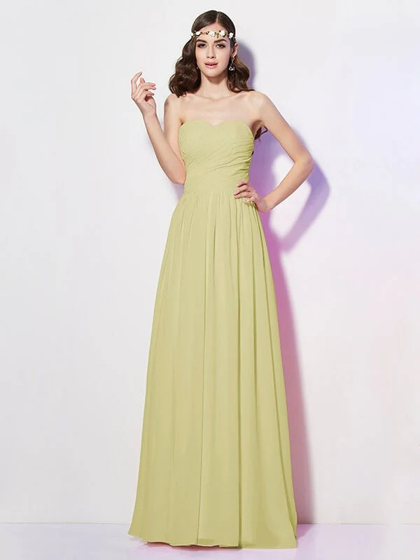 Gorgeous Sweetheart Sleeveless Long Pleats Chiffon Bridesmaid Dresses - Image 7