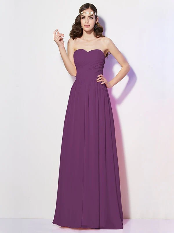 Gorgeous Sweetheart Sleeveless Long Pleats Chiffon Bridesmaid Dresses - Image 8