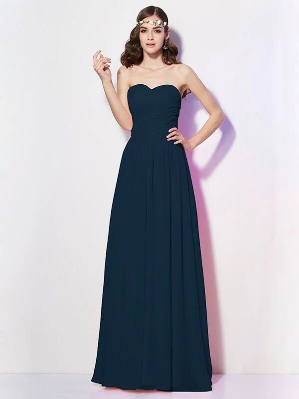 Gorgeous Sweetheart Sleeveless Long Pleats Chiffon Bridesmaid Dresses - Image 9