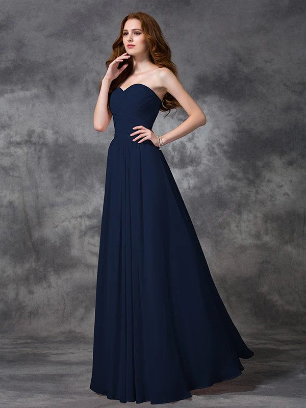 Gorgeous Sweetheart Sleeveless Ruched Long Chiffon Bridesmaid Dresses - Image 10