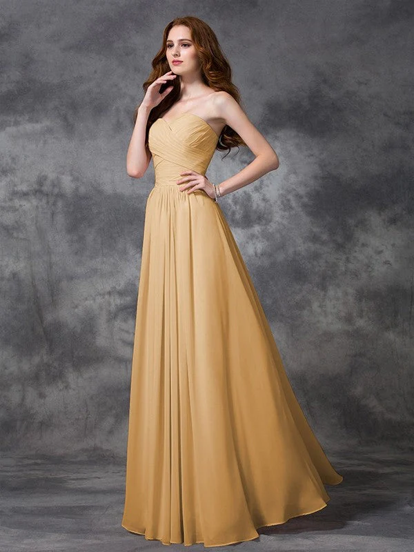 Gorgeous Sweetheart Sleeveless Ruched Long Chiffon Bridesmaid Dresses - Image 12