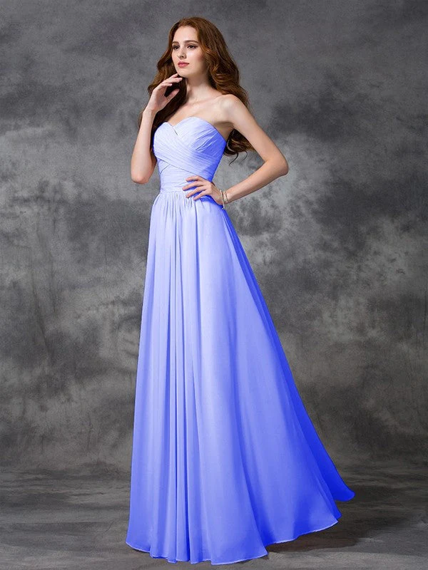 Gorgeous Sweetheart Sleeveless Ruched Long Chiffon Bridesmaid Dresses - Image 16