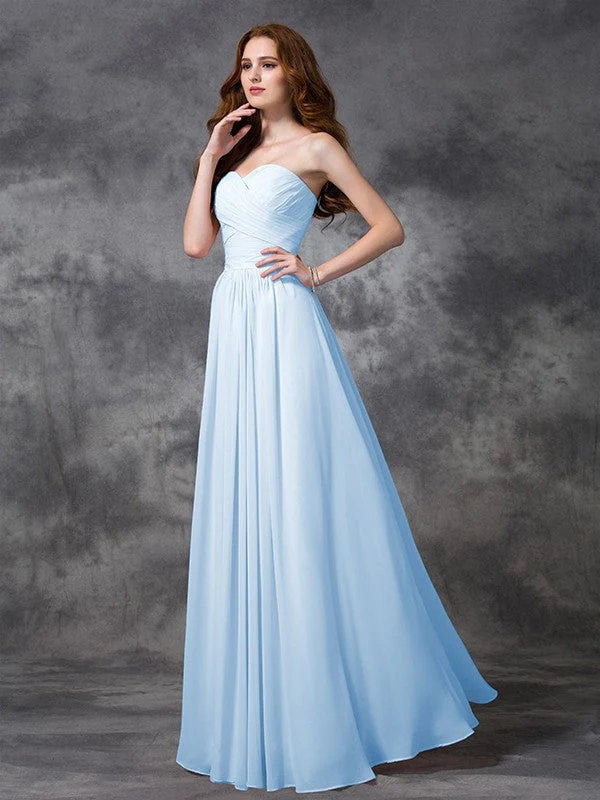 Gorgeous Sweetheart Sleeveless Ruched Long Chiffon Bridesmaid Dresses - Image 17
