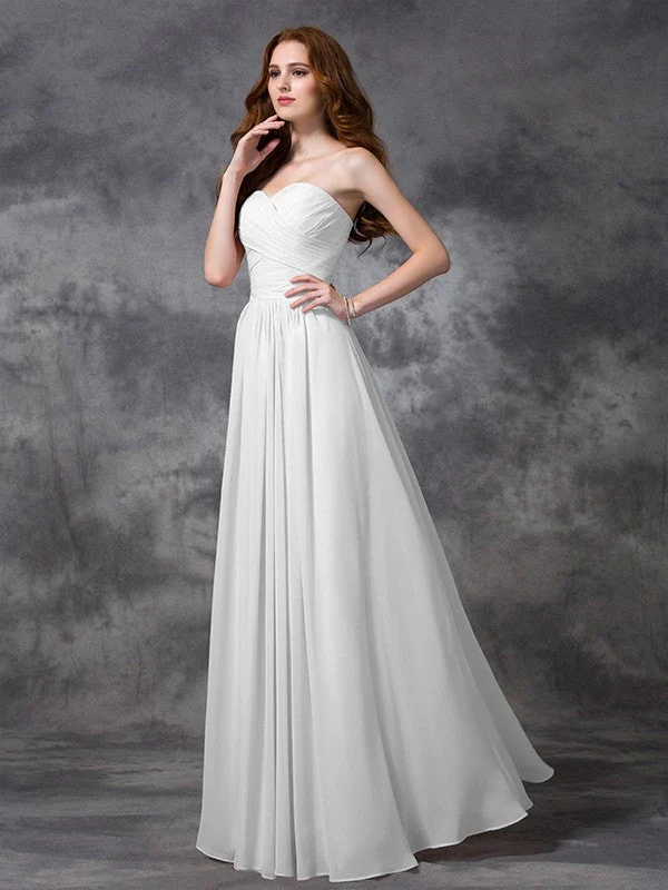 Gorgeous Sweetheart Sleeveless Ruched Long Chiffon Bridesmaid Dresses - Image 19