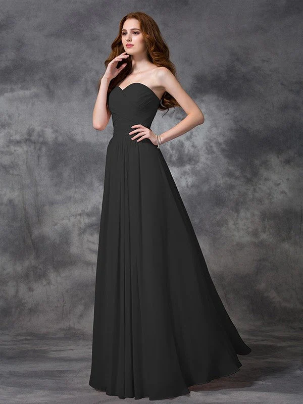 Gorgeous Sweetheart Sleeveless Ruched Long Chiffon Bridesmaid Dresses - Image 2
