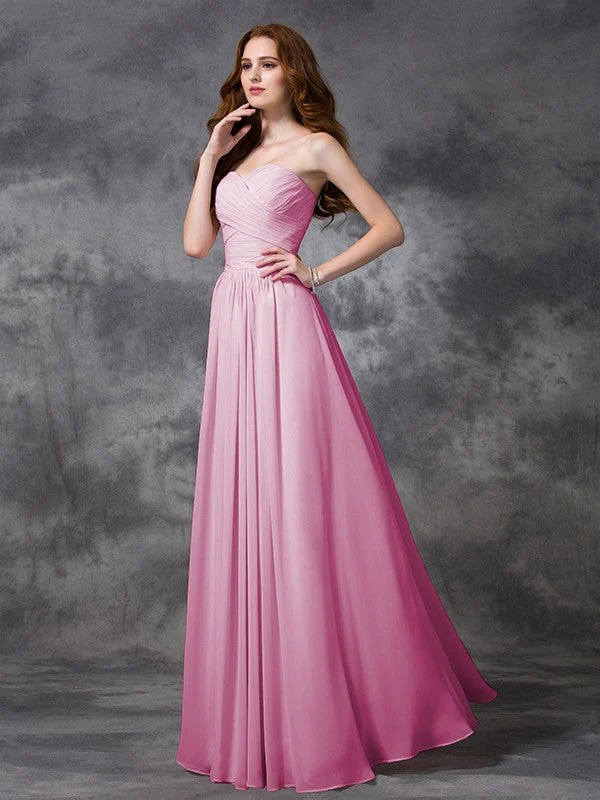 Gorgeous Sweetheart Sleeveless Ruched Long Chiffon Bridesmaid Dresses - Image 22