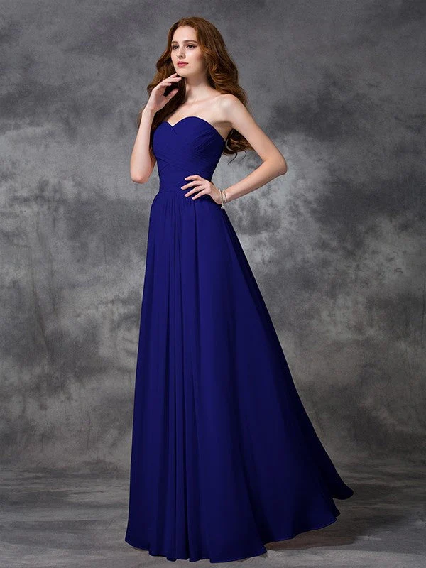 Gorgeous Sweetheart Sleeveless Ruched Long Chiffon Bridesmaid Dresses - Image 25