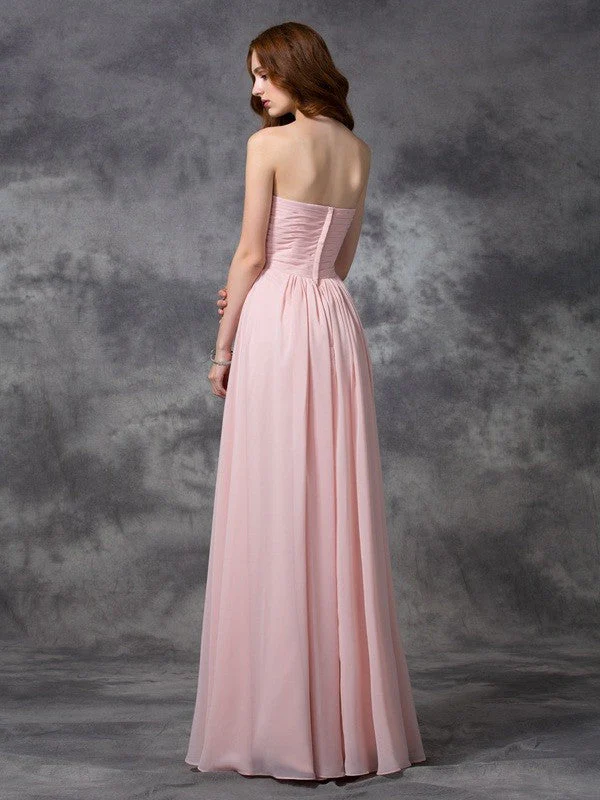 Gorgeous Sweetheart Sleeveless Ruched Long Chiffon Bridesmaid Dresses - Image 30