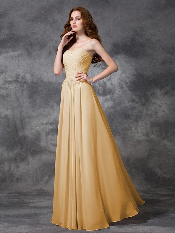 Gorgeous Sweetheart Sleeveless Ruched Long Chiffon Bridesmaid Dresses - Image 6