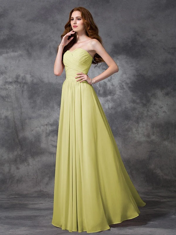 Gorgeous Sweetheart Sleeveless Ruched Long Chiffon Bridesmaid Dresses - Image 8