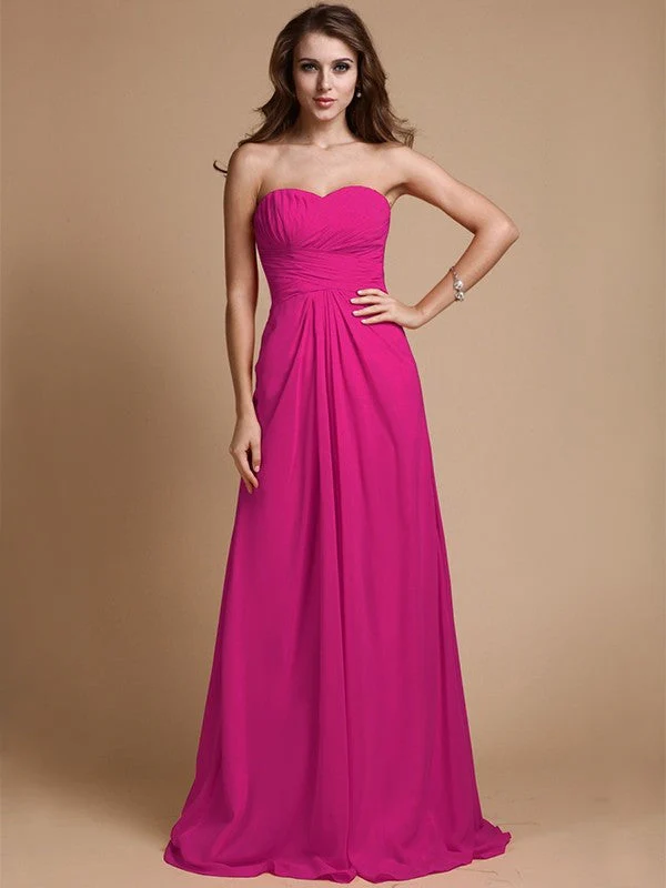 Gorgeous Sweetheart Sleeveless Ruffles Chiffon Long Bridesmaid Dresses - Image 11