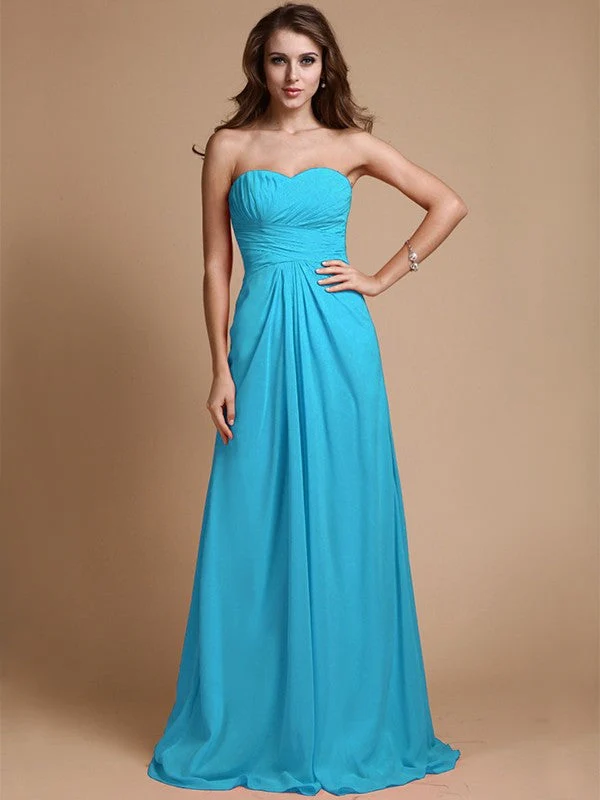 Gorgeous Sweetheart Sleeveless Ruffles Chiffon Long Bridesmaid Dresses - Image 12
