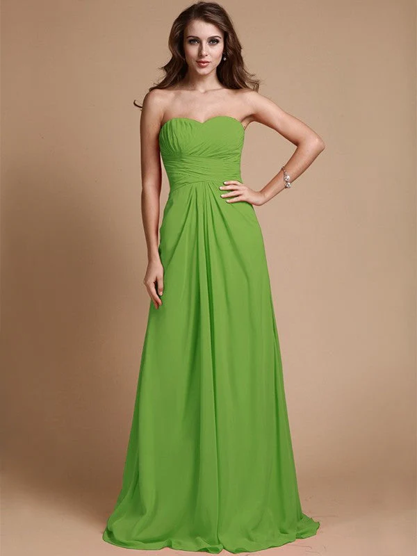 Gorgeous Sweetheart Sleeveless Ruffles Chiffon Long Bridesmaid Dresses - Image 13