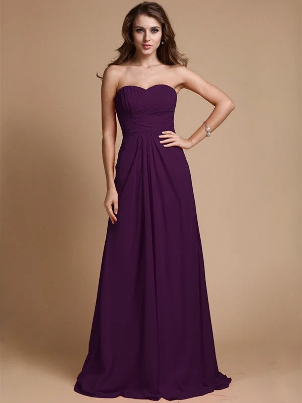 Gorgeous Sweetheart Sleeveless Ruffles Chiffon Long Bridesmaid Dresses - Image 14