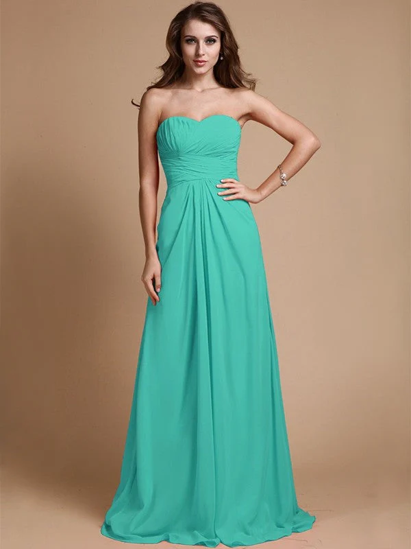 Gorgeous Sweetheart Sleeveless Ruffles Chiffon Long Bridesmaid Dresses - Image 15