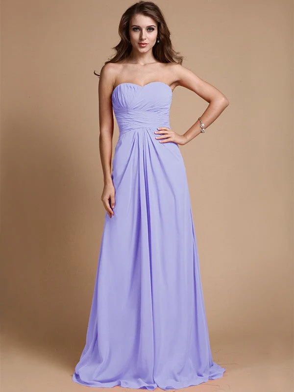 Gorgeous Sweetheart Sleeveless Ruffles Chiffon Long Bridesmaid Dresses - Image 17