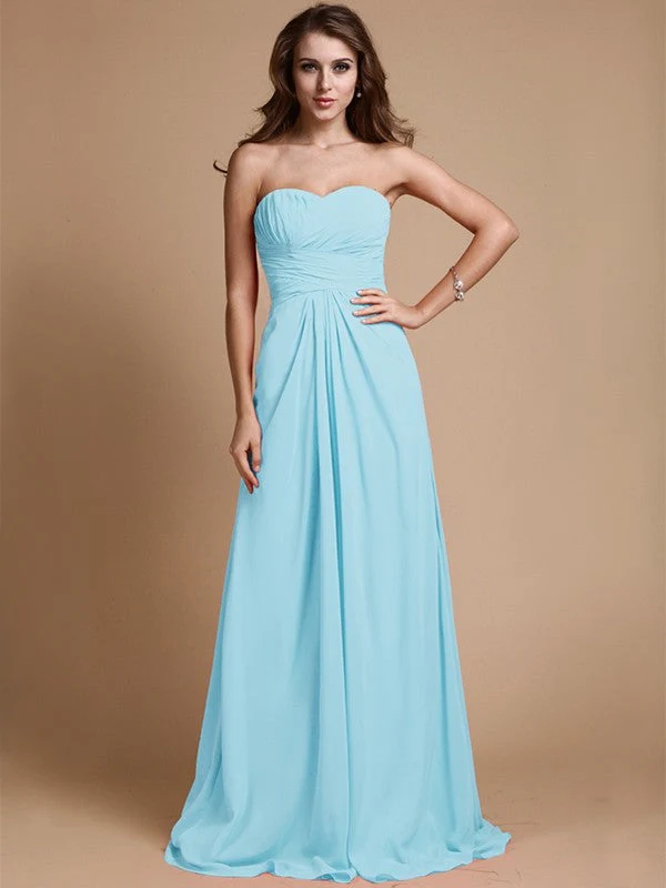 Gorgeous Sweetheart Sleeveless Ruffles Chiffon Long Bridesmaid Dresses - Image 18