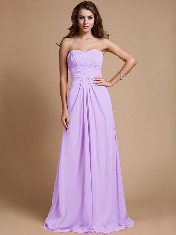 Gorgeous Sweetheart Sleeveless Ruffles Chiffon Long Bridesmaid Dresses - Image 19