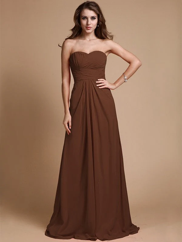 Gorgeous Sweetheart Sleeveless Ruffles Chiffon Long Bridesmaid Dresses - Image 2
