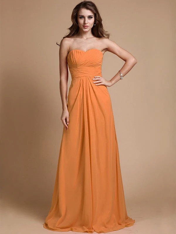 Gorgeous Sweetheart Sleeveless Ruffles Chiffon Long Bridesmaid Dresses - Image 20