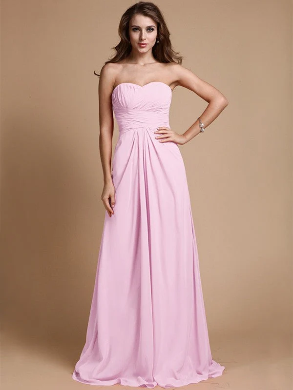 Gorgeous Sweetheart Sleeveless Ruffles Chiffon Long Bridesmaid Dresses - Image 21