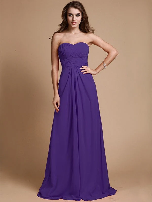 Gorgeous Sweetheart Sleeveless Ruffles Chiffon Long Bridesmaid Dresses - Image 23