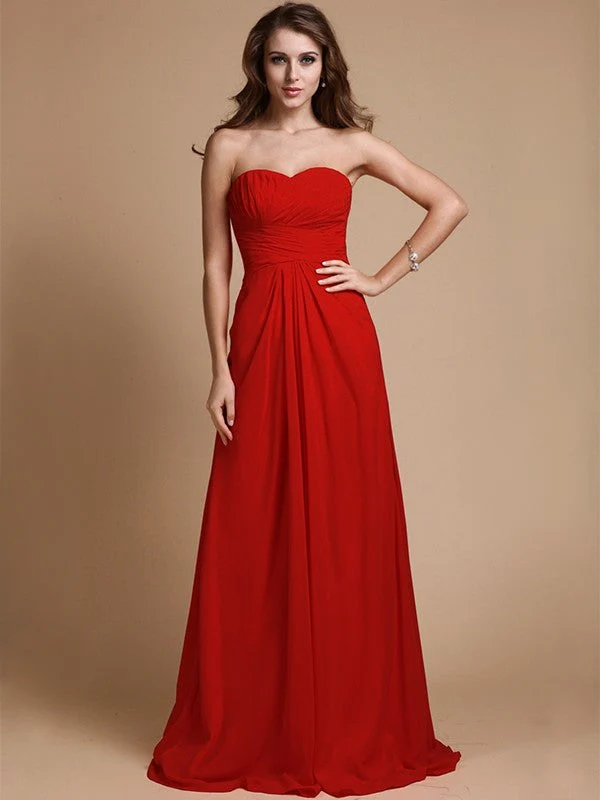 Gorgeous Sweetheart Sleeveless Ruffles Chiffon Long Bridesmaid Dresses - Image 24