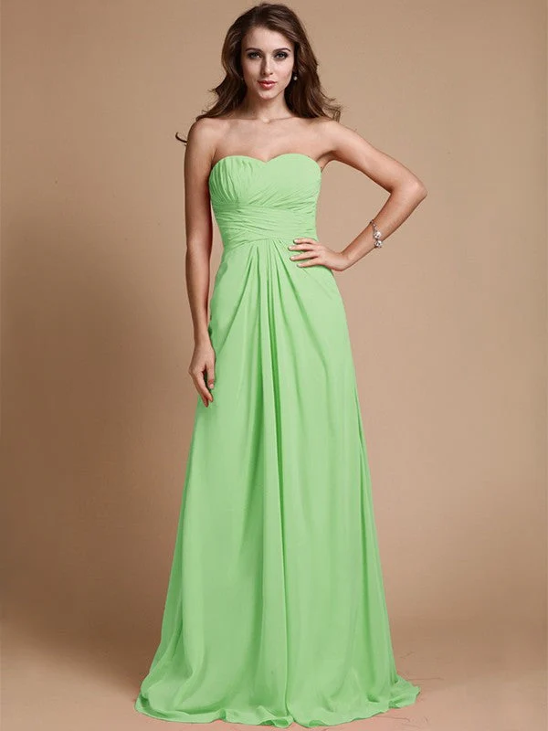 Gorgeous Sweetheart Sleeveless Ruffles Chiffon Long Bridesmaid Dresses - Image 26