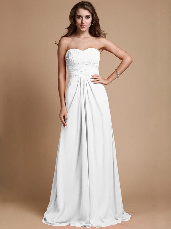 Gorgeous Sweetheart Sleeveless Ruffles Chiffon Long Bridesmaid Dresses - Image 27