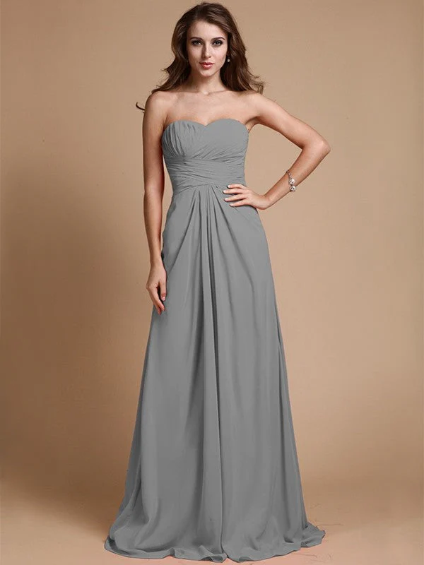 Gorgeous Sweetheart Sleeveless Ruffles Chiffon Long Bridesmaid Dresses - Image 29
