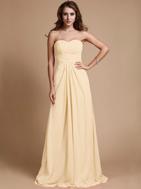 Gorgeous Sweetheart Sleeveless Ruffles Chiffon Long Bridesmaid Dresses - Image 4