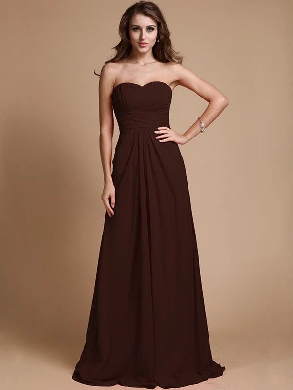 Gorgeous Sweetheart Sleeveless Ruffles Chiffon Long Bridesmaid Dresses - Image 5