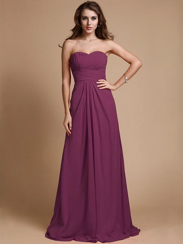 Gorgeous Sweetheart Sleeveless Ruffles Chiffon Long Bridesmaid Dresses - Image 6