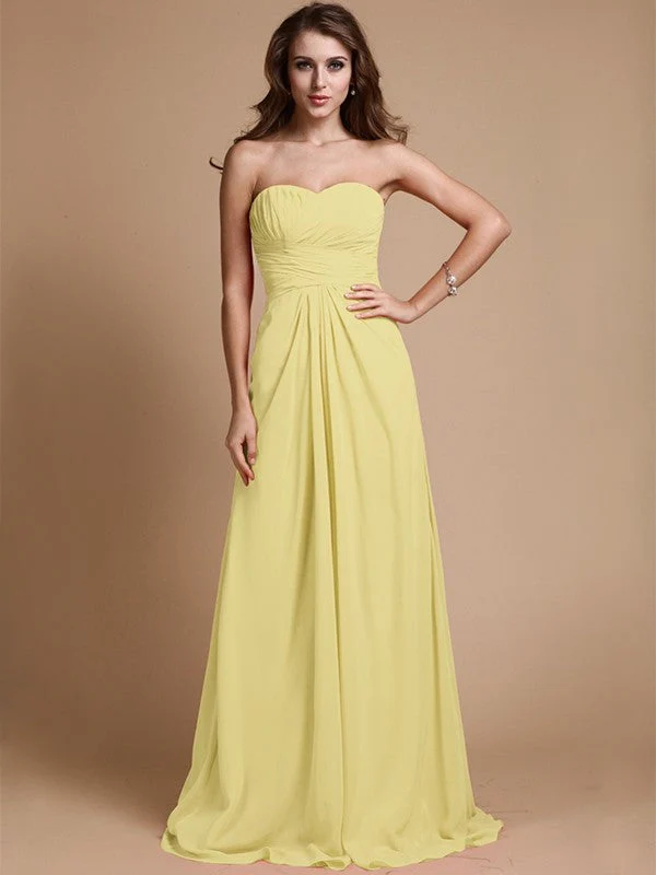 Gorgeous Sweetheart Sleeveless Ruffles Chiffon Long Bridesmaid Dresses - Image 7