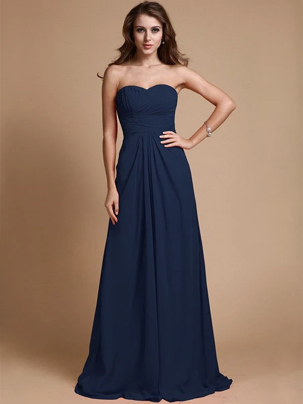 Gorgeous Sweetheart Sleeveless Ruffles Chiffon Long Bridesmaid Dresses - Image 9