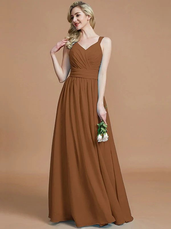 V-Neck Elegant Chiffon Sleeveless Bridesmaid Dresses - Image 10