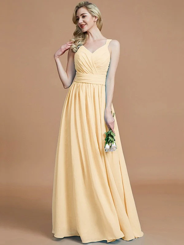 V-Neck Elegant Chiffon Sleeveless Bridesmaid Dresses - Image 12