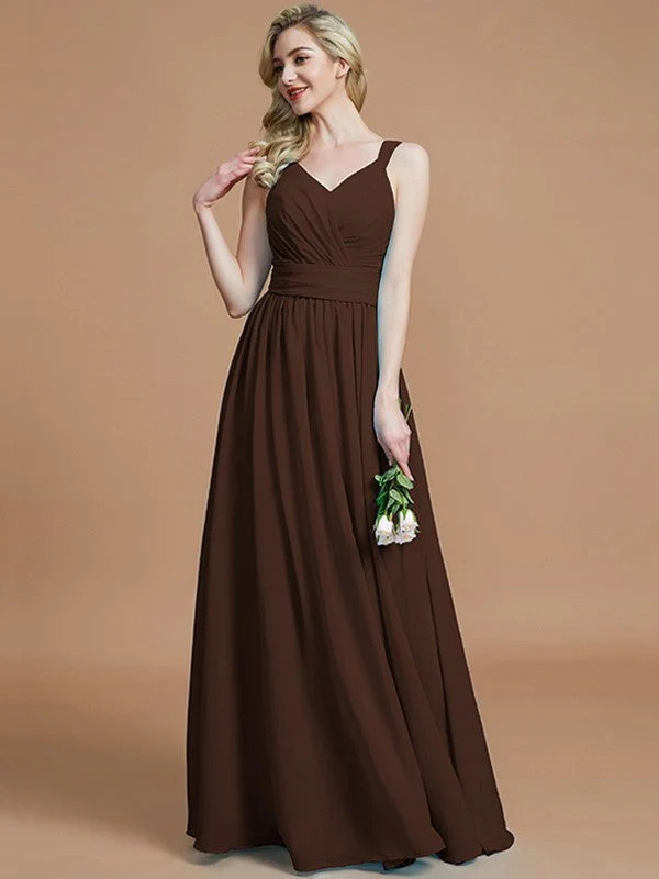 V-Neck Elegant Chiffon Sleeveless Bridesmaid Dresses - Image 13