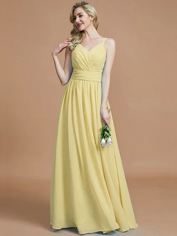 V-Neck Elegant Chiffon Sleeveless Bridesmaid Dresses - Image 14