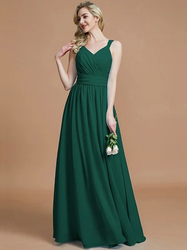 V-Neck Elegant Chiffon Sleeveless Bridesmaid Dresses - Image 15